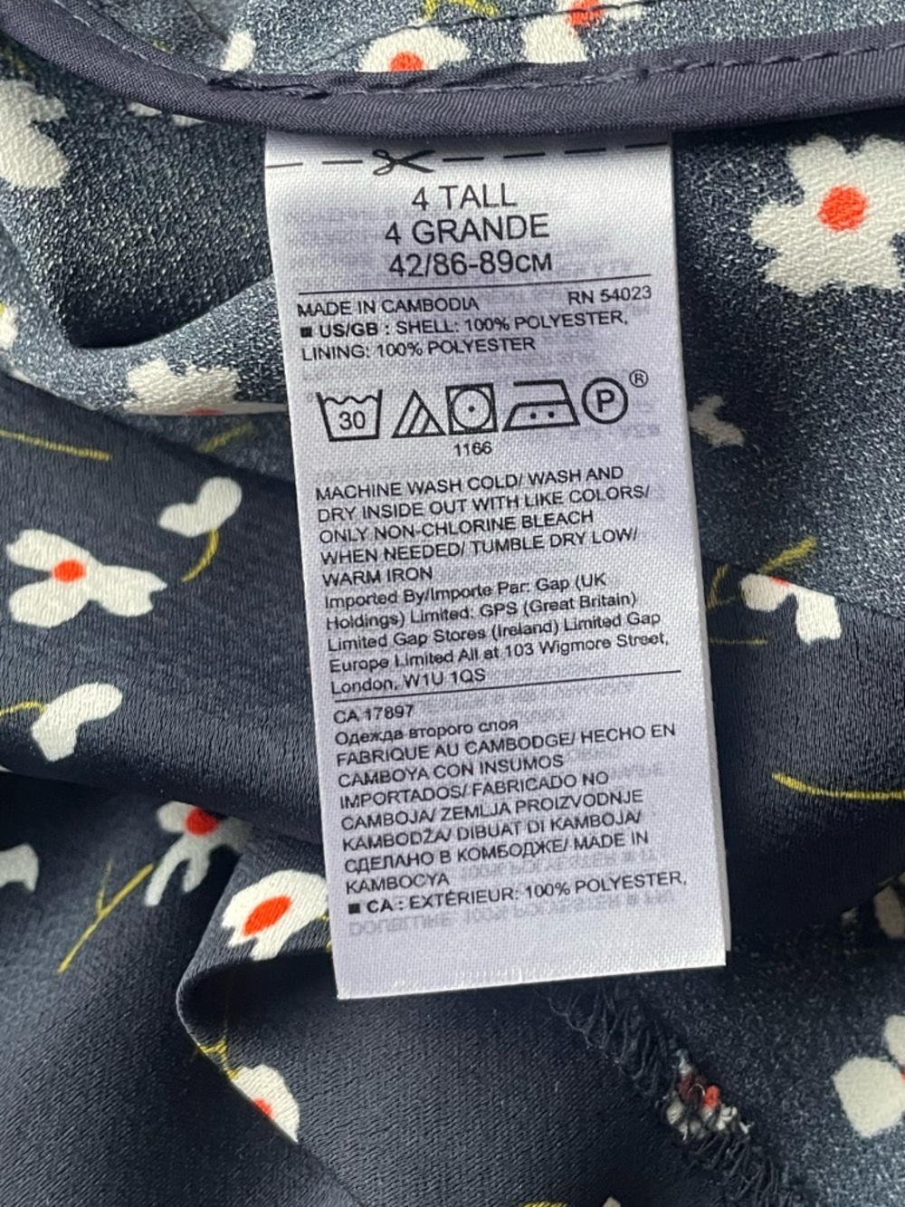 Banana Republic Floral Midi Dress Navy White Fit and Flare Size 4 - Picture 8 of 9